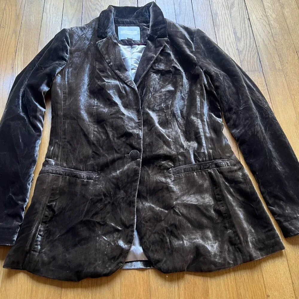Anthropologie Dark Brown Velvet Blazer - Picture 6 of 16